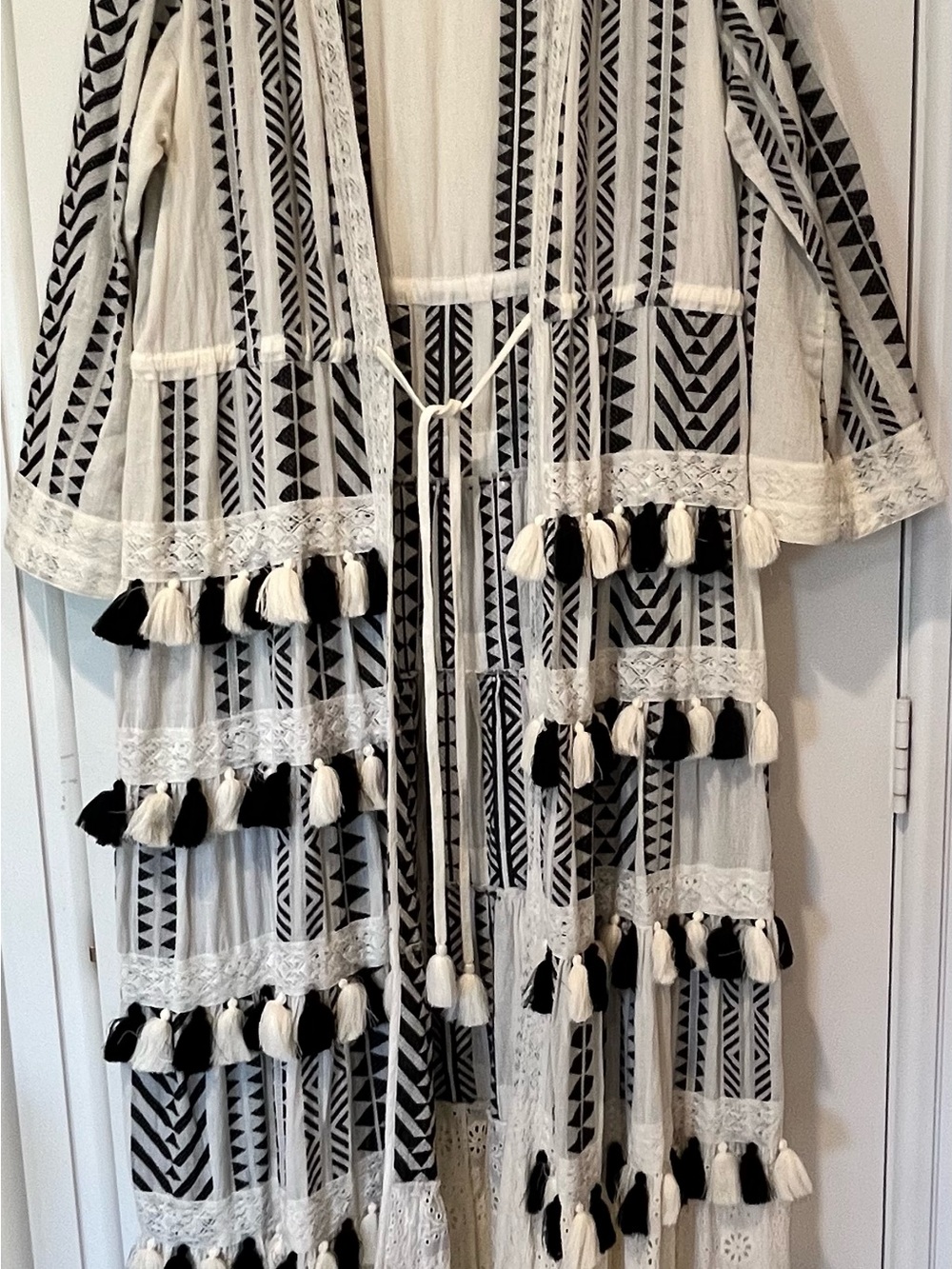 Alice + Olivia Talia Drawstring Tiered Tassel Kimono